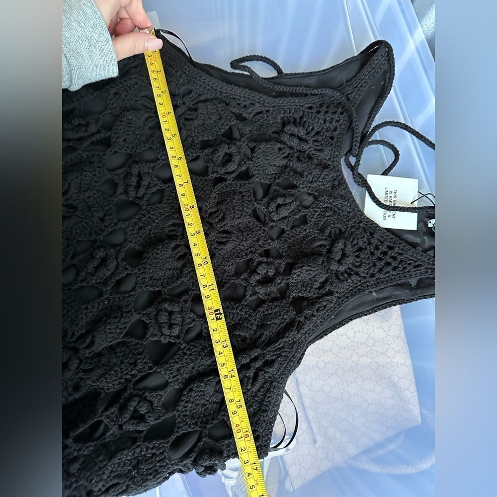 Zara Black Floral Crochet Midi Dress - Picture 6 of 7